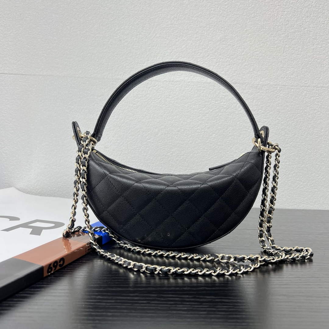 Chanel Black Calfskin Chain Clutch, AP5094
