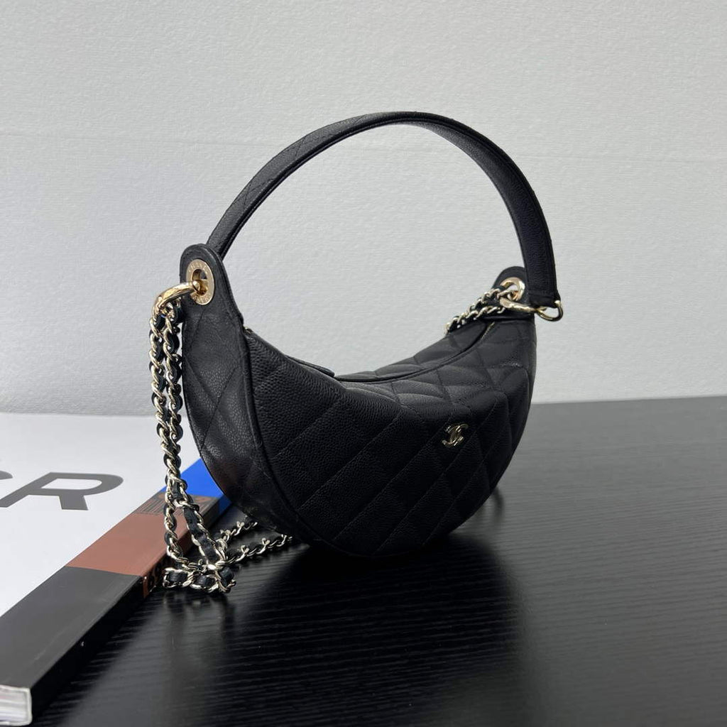 Chanel Black Calfskin Chain Clutch, AP5094