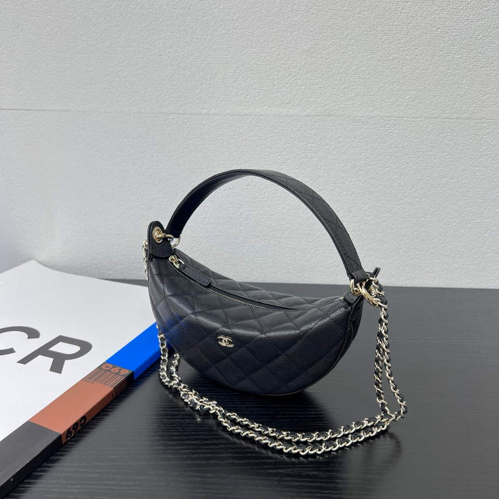 Chanel Black Calfskin Chain Clutch, AP5094
