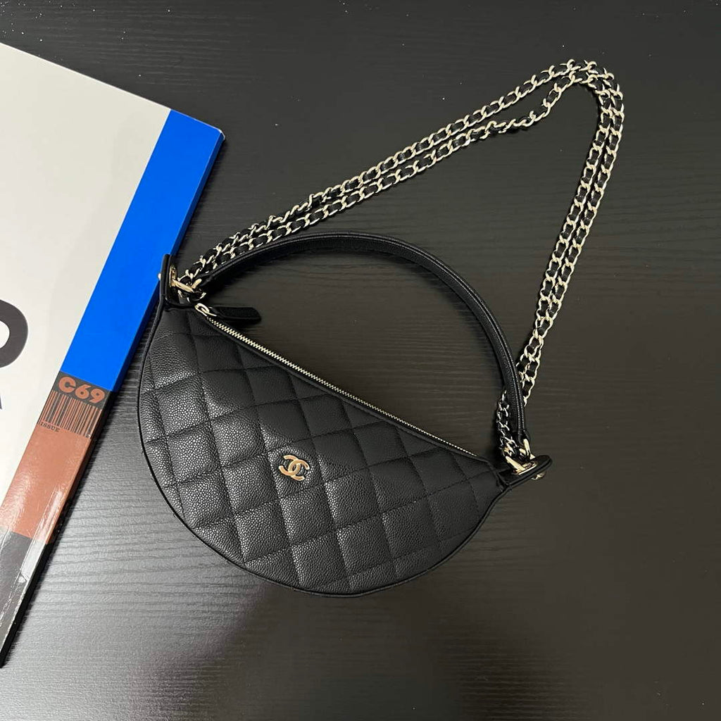 Chanel Black Calfskin Chain Clutch, AP5094