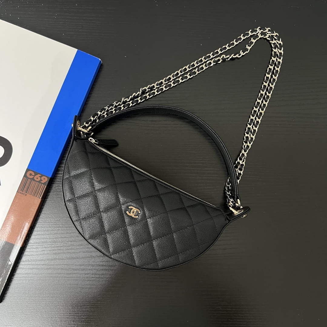 Chanel Black Calfskin Chain Clutch, AP5094