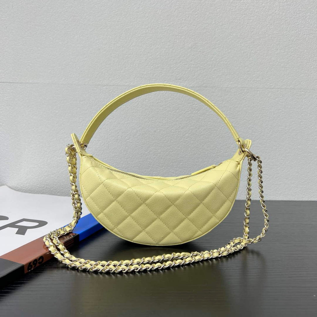 Chanel Yellow Calfskin Chain Clutch, AP5094