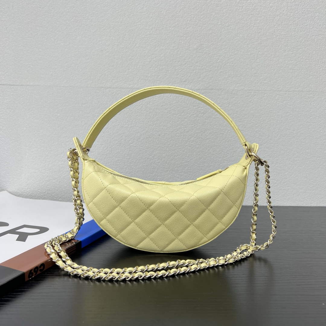 Chanel Yellow Calfskin Chain Clutch, AP5094