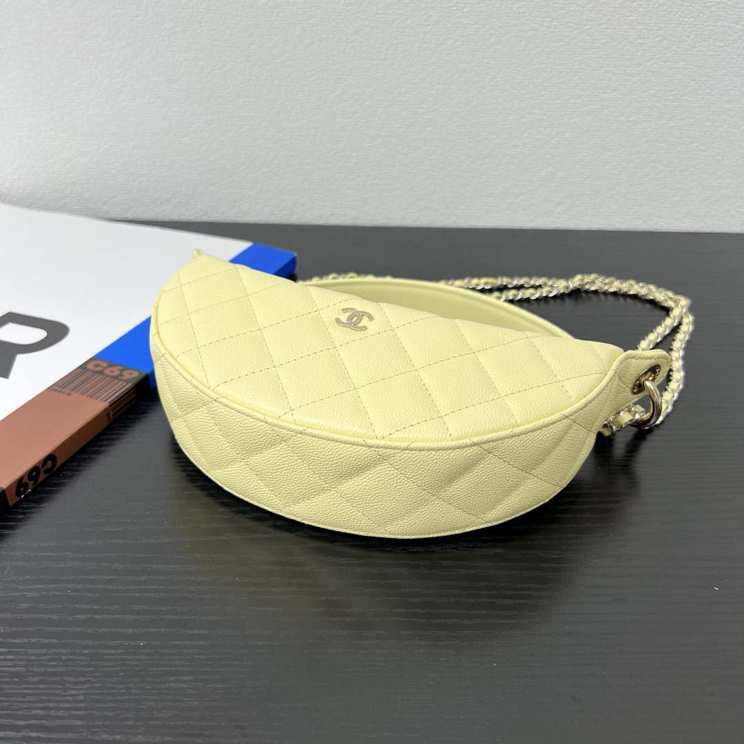 Chanel Yellow Calfskin Chain Clutch, AP5094