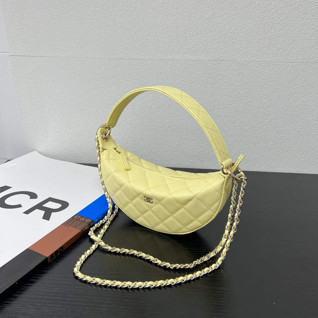 Chanel Yellow Calfskin Chain Clutch, AP5094
