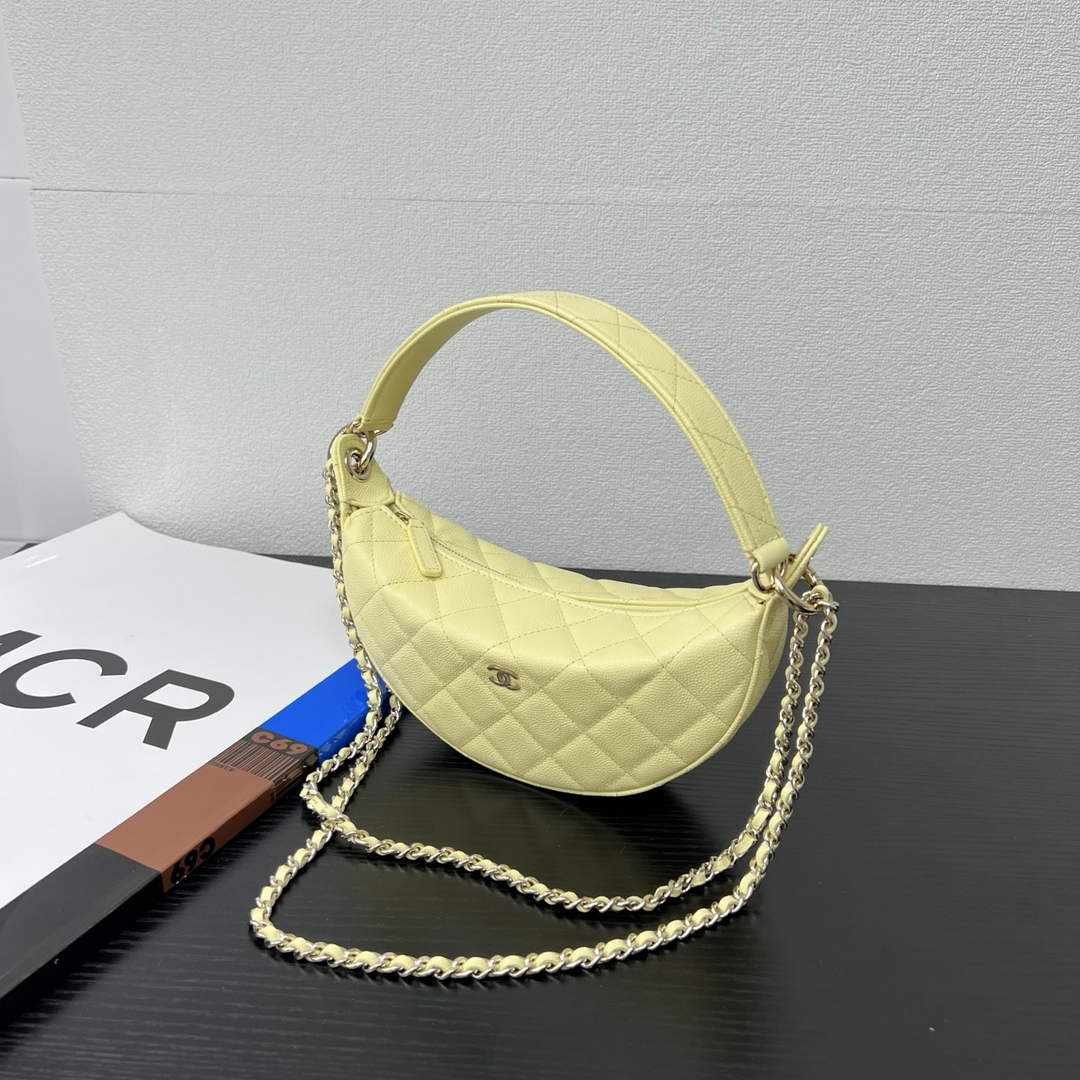 Chanel Yellow Calfskin Chain Clutch, AP5094