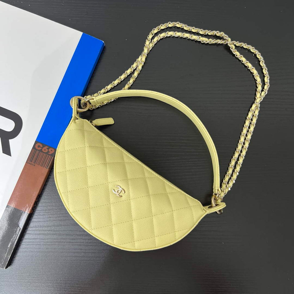 Chanel Yellow Calfskin Chain Clutch, AP5094