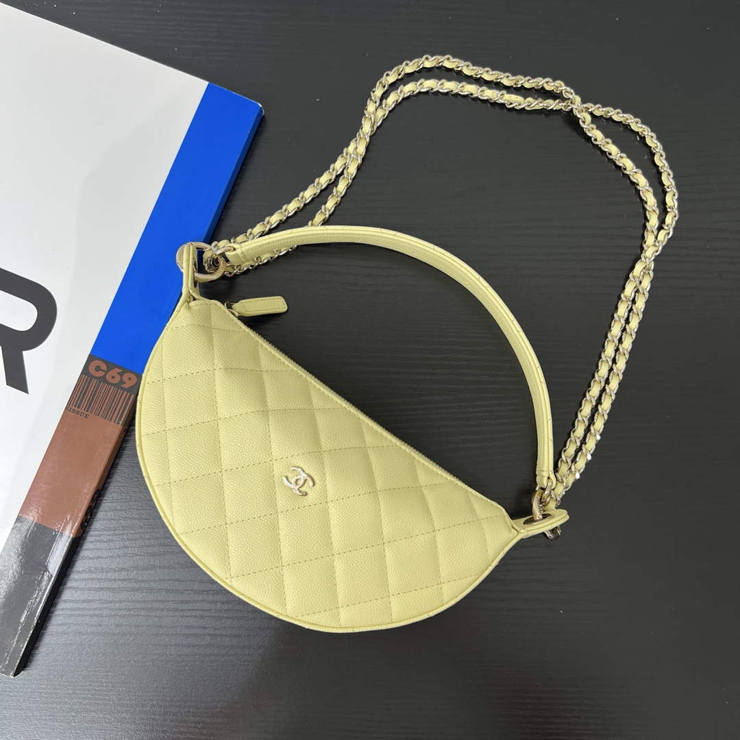 Chanel Yellow Calfskin Chain Clutch, AP5094