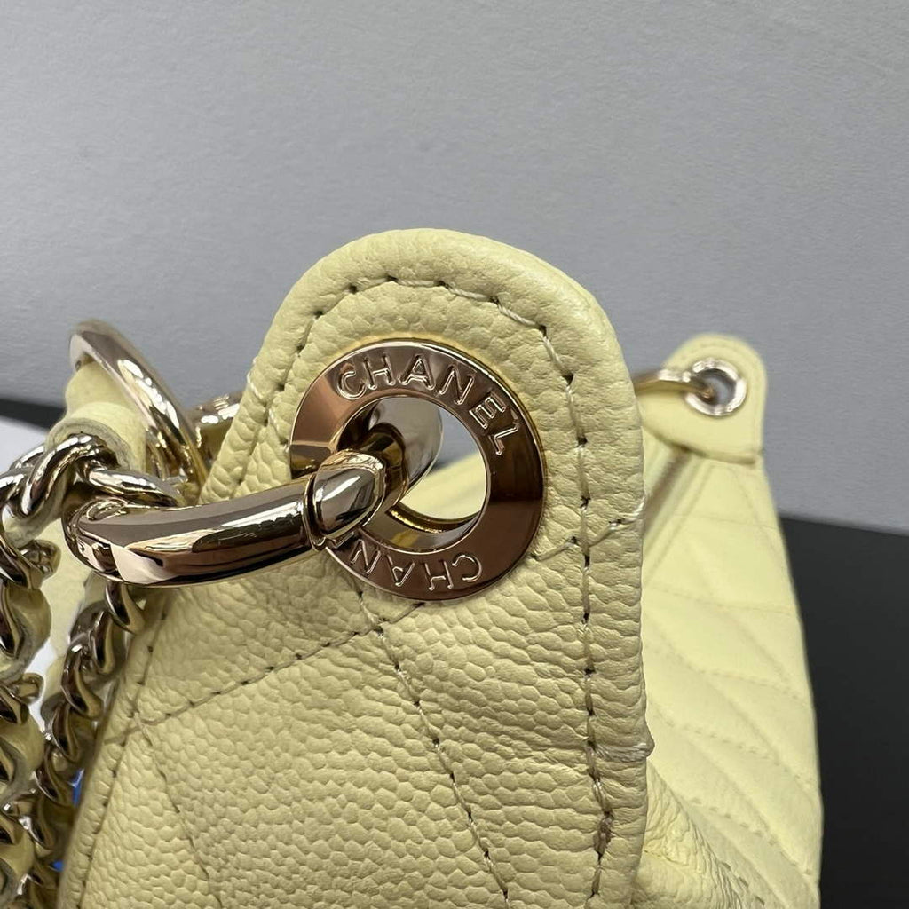 Chanel Yellow Calfskin Chain Clutch, AP5094