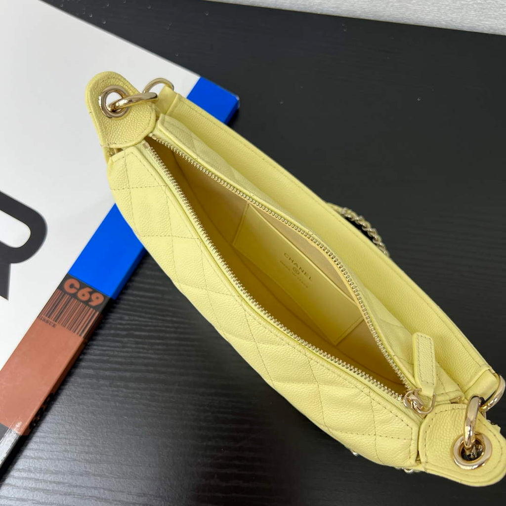 Chanel Yellow Calfskin Chain Clutch, AP5094
