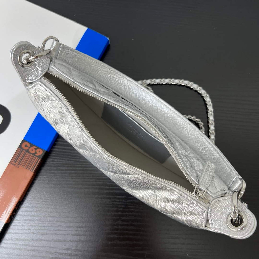 Chanel Silver Calfskin Chain Clutch, AP5094