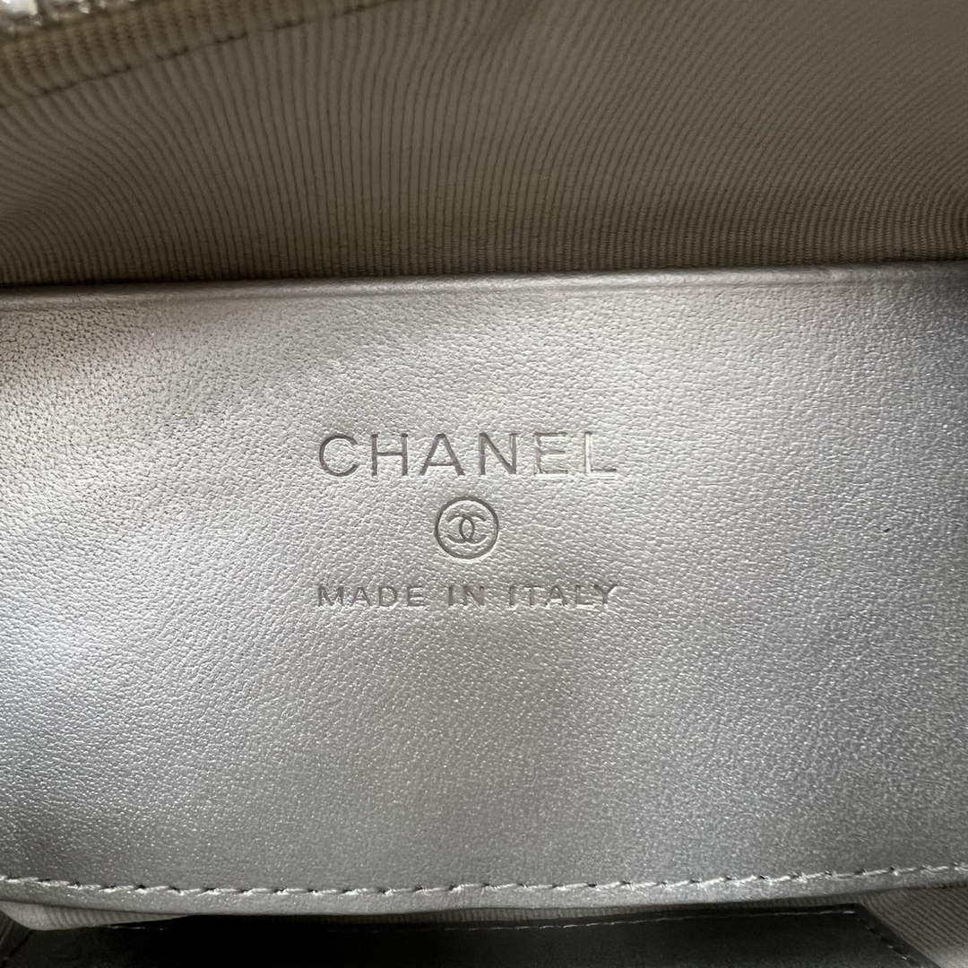 Chanel Silver Calfskin Chain Clutch, AP5094
