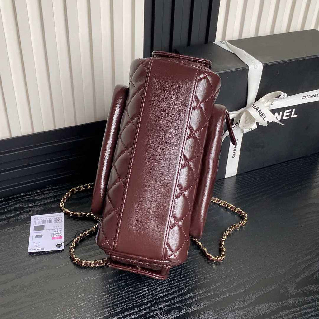 Chanel Camera case, Shiny crumpled lambskin AS5156 wine red