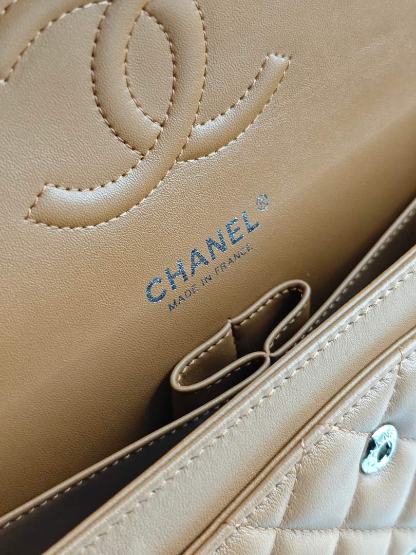 Chanel Classic Handbag, A01112 Brown Lambskin Silver