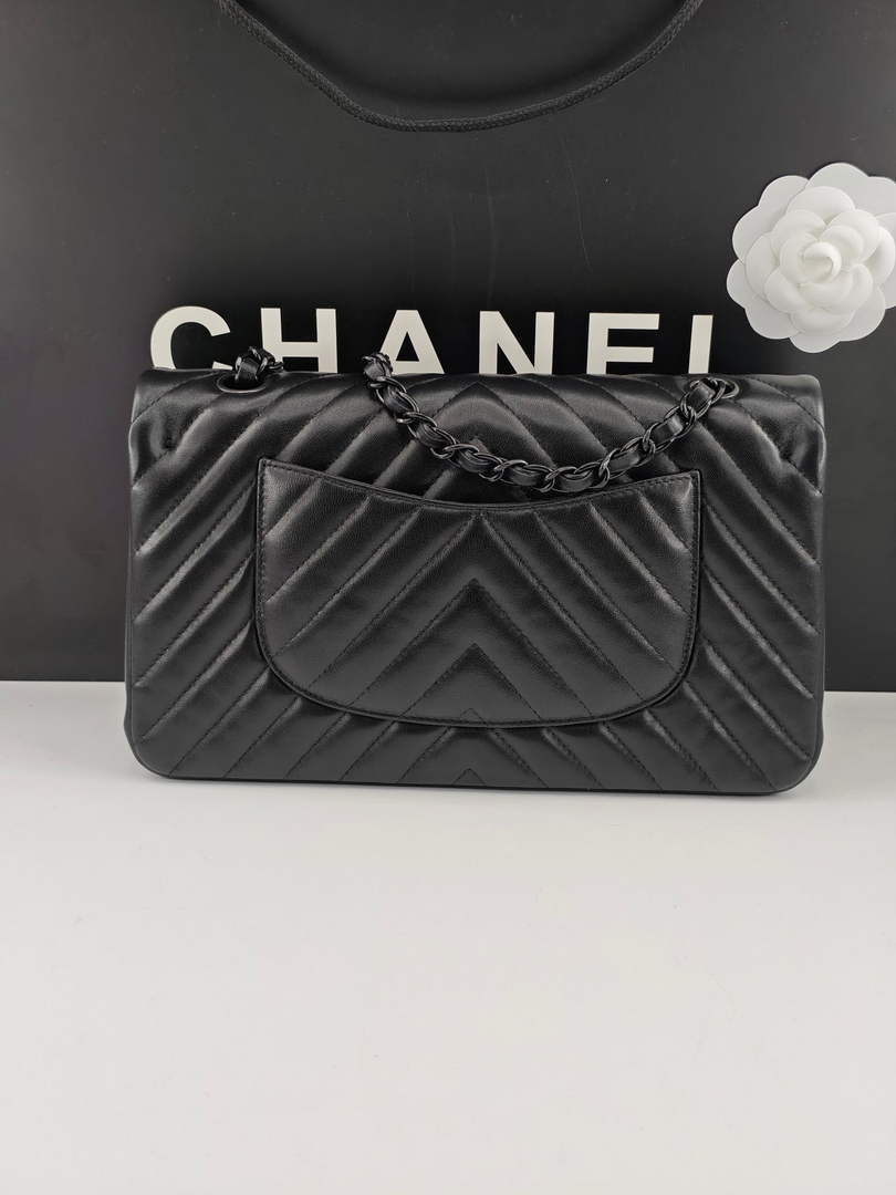 Chanel Classic Handbag, A01112 Black V Lambskin