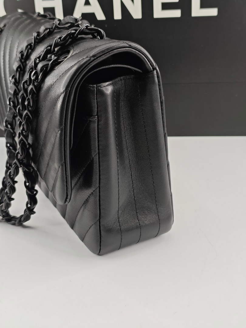 Chanel Classic Handbag, A01112 Black V Lambskin