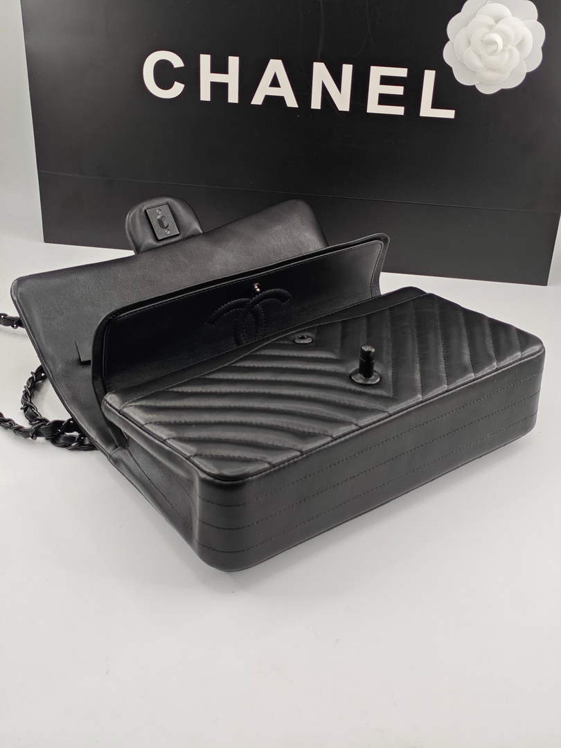 Chanel Classic Handbag, A01112 Black V Lambskin