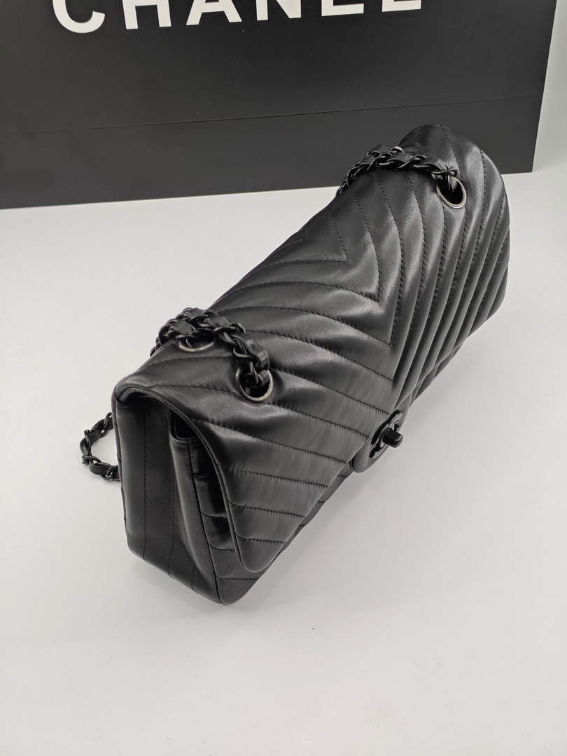 Chanel Classic Handbag, A01112 Black V Lambskin