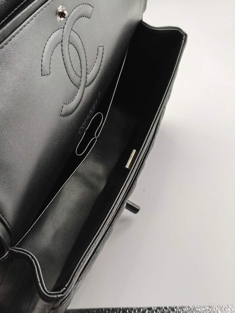 Chanel Classic Handbag, A01112 Black V Lambskin