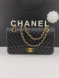 Chanel Classic Handbag, A01112 Black V Lambskin Gold