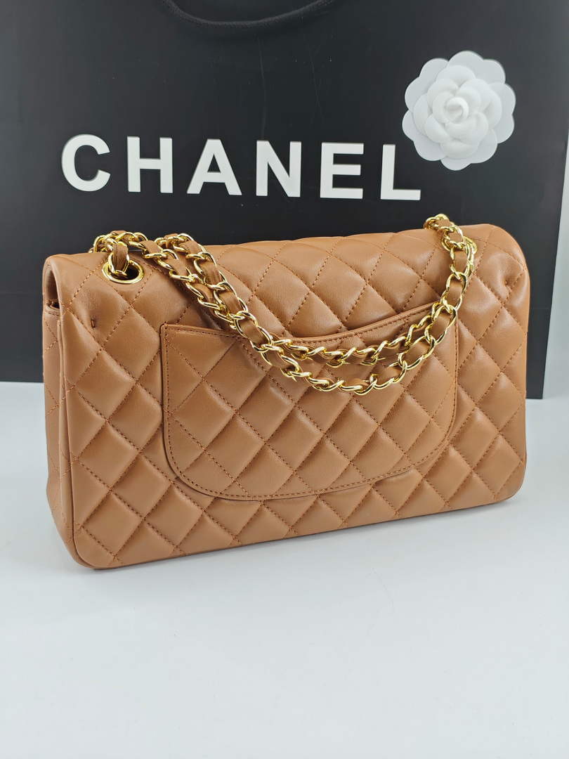 Chanel Classic Handbag, A01112 Brown Lambskin Gold