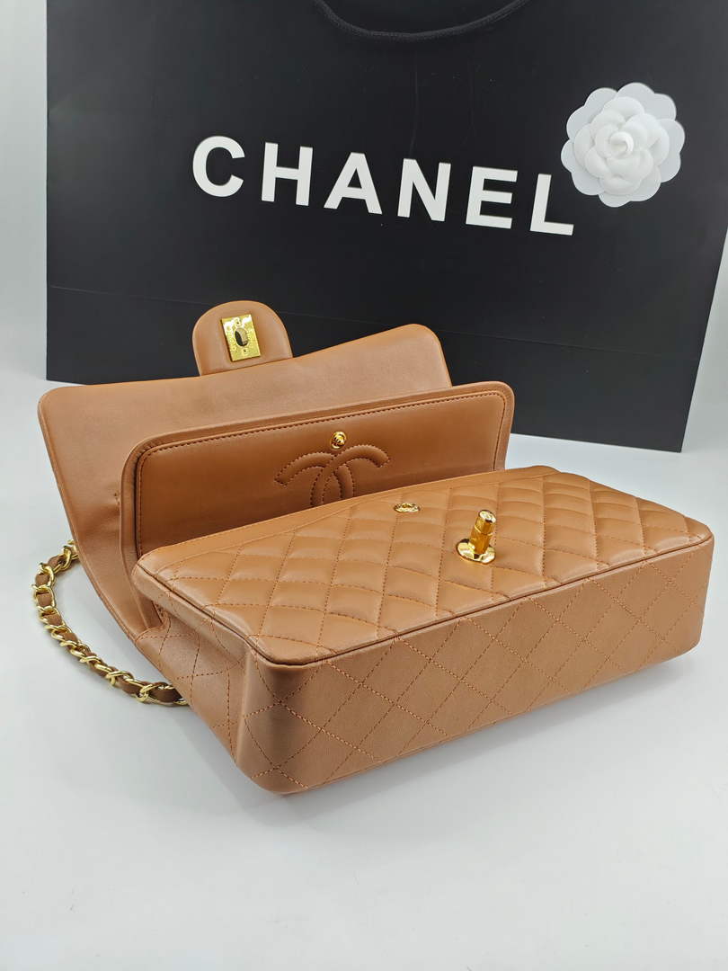 Chanel Classic Handbag, A01112 Brown Lambskin Gold