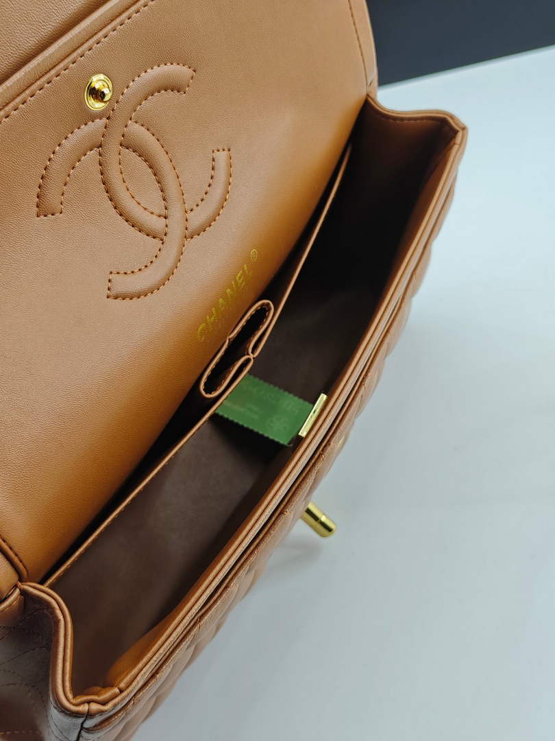 Chanel Classic Handbag, A01112 Brown Lambskin Gold