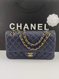 Chanel Classic Handbag, A01112 Navy Blue Lambskin Gold