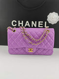 Chanel Classic Handbag, A01112 Purple Lambskin Gold