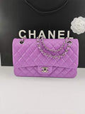 Chanel Classic Handbag, A01112 Purple Lambskin Silver
