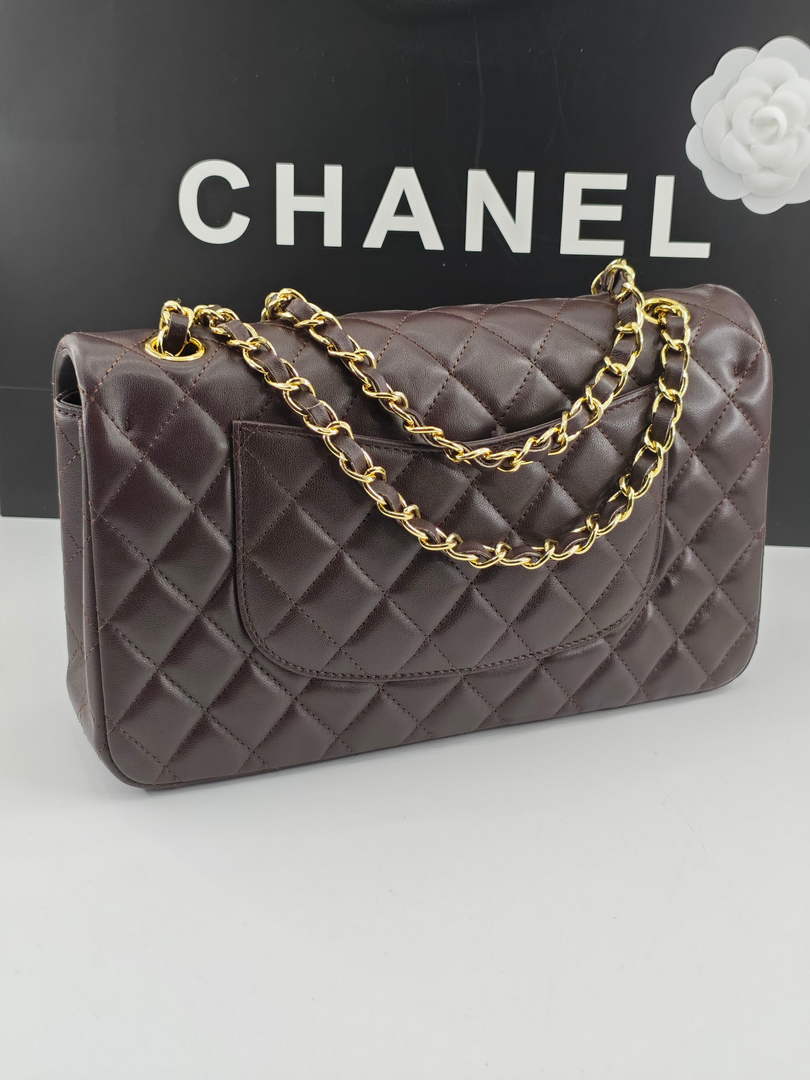 Chanel Classic Handbag, A01112 Coffee Lambskin Gold