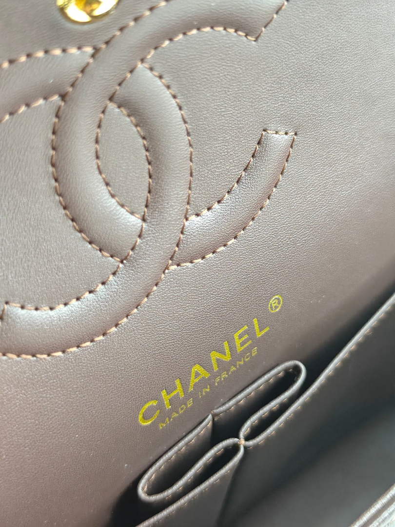 Chanel Classic Handbag, A01112 Coffee Lambskin Gold