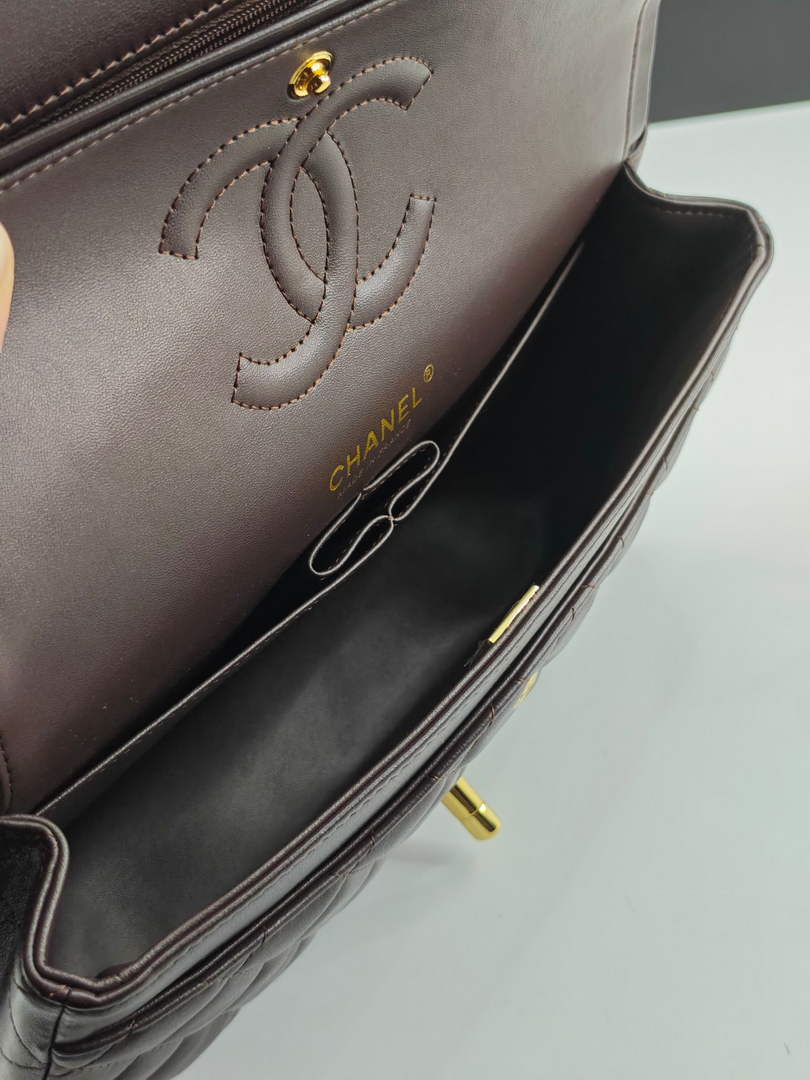 Chanel Classic Handbag, A01112 Coffee Lambskin Gold