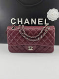Chanel Classic Handbag, A01112 Wine Red Lambskin Silver