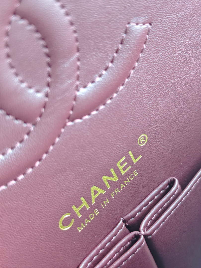 Chanel Classic Handbag, A01112 Wine Red Lambskin Gold