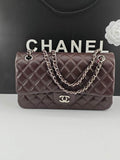 Chanel Classic Handbag, A01112 Coffee Lambskin Silver