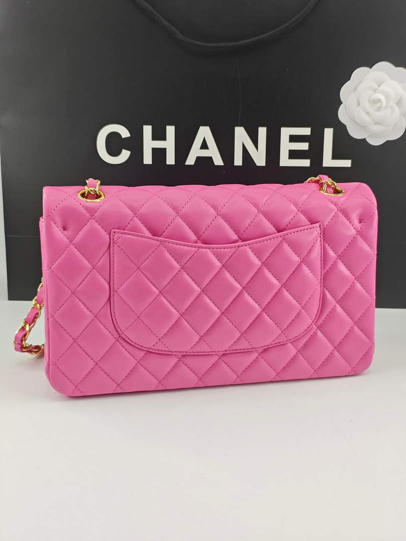 Chanel Classic Handbag, A01112 Pink Lambskin Gold