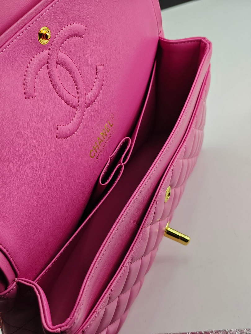 Chanel Classic Handbag, A01112 Pink Lambskin Gold