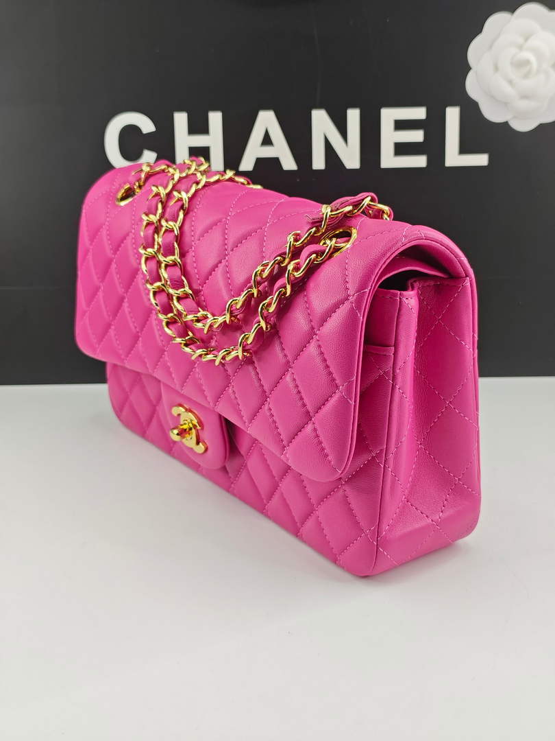 Chanel Classic Handbag, A01112 Plum Lambskin Gold