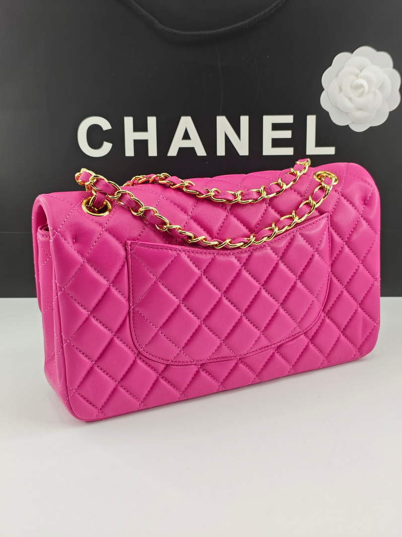 Chanel Classic Handbag, A01112 Plum Lambskin Gold