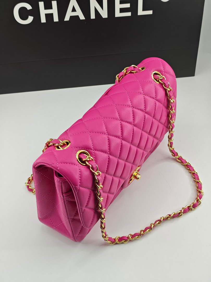 Chanel Classic Handbag, A01112 Plum Lambskin Gold