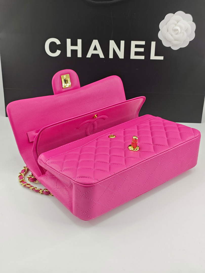 Chanel Classic Handbag, A01112 Plum Lambskin Gold
