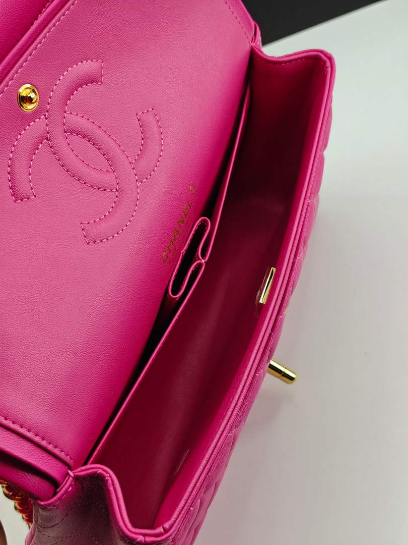 Chanel Classic Handbag, A01112 Plum Lambskin Gold