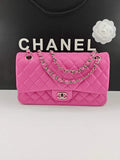 Chanel Classic Handbag, A01112 Pink Lambskin Silver