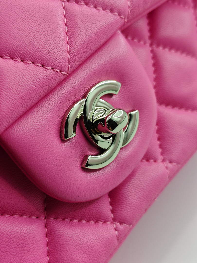 Chanel Classic Handbag, A01112 Pink Lambskin Silver