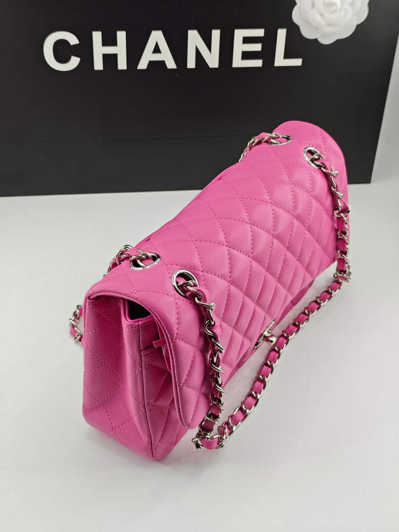 Chanel Classic Handbag, A01112 Pink Lambskin Silver