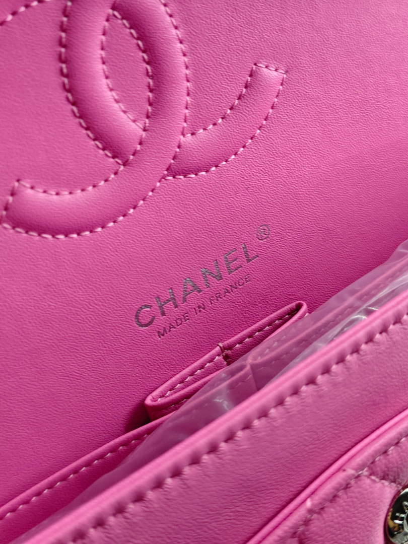 Chanel Classic Handbag, A01112 Pink Lambskin Silver