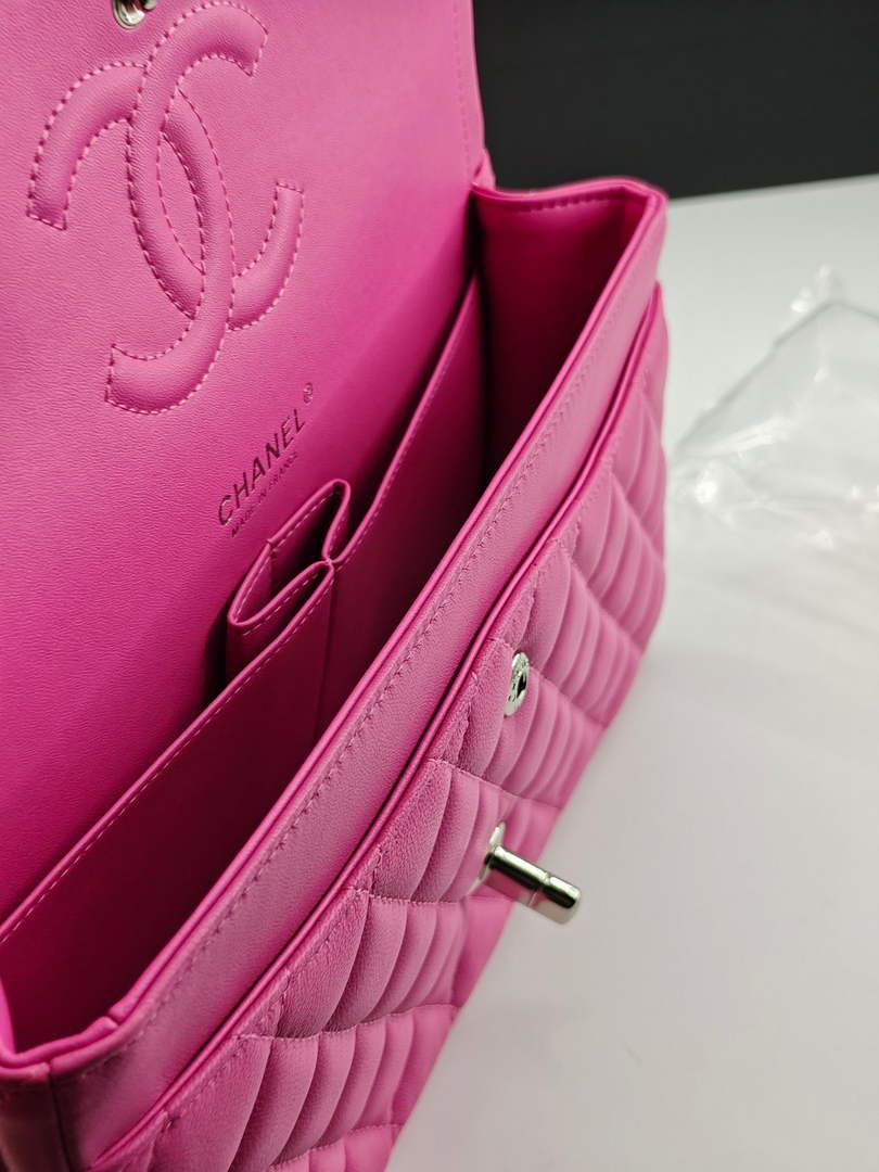 Chanel Classic Handbag, A01112 Pink Lambskin Silver