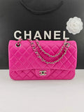 Chanel Classic Handbag, A01112 Plum Lambskin Silver