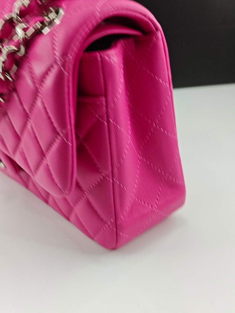 Chanel Classic Handbag, A01112 Plum Lambskin Silver